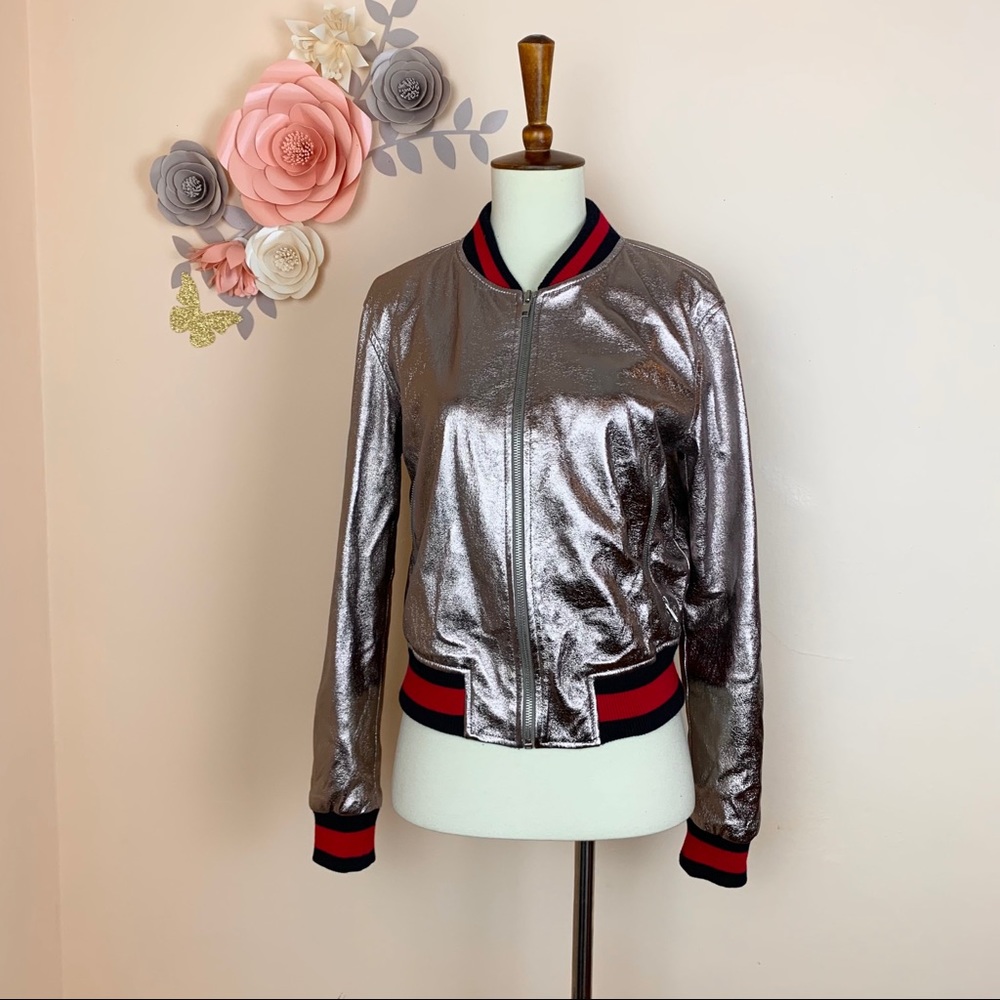 HONEY PUNCH Rose Gold Metallic Bomber - Picture 3 of 11